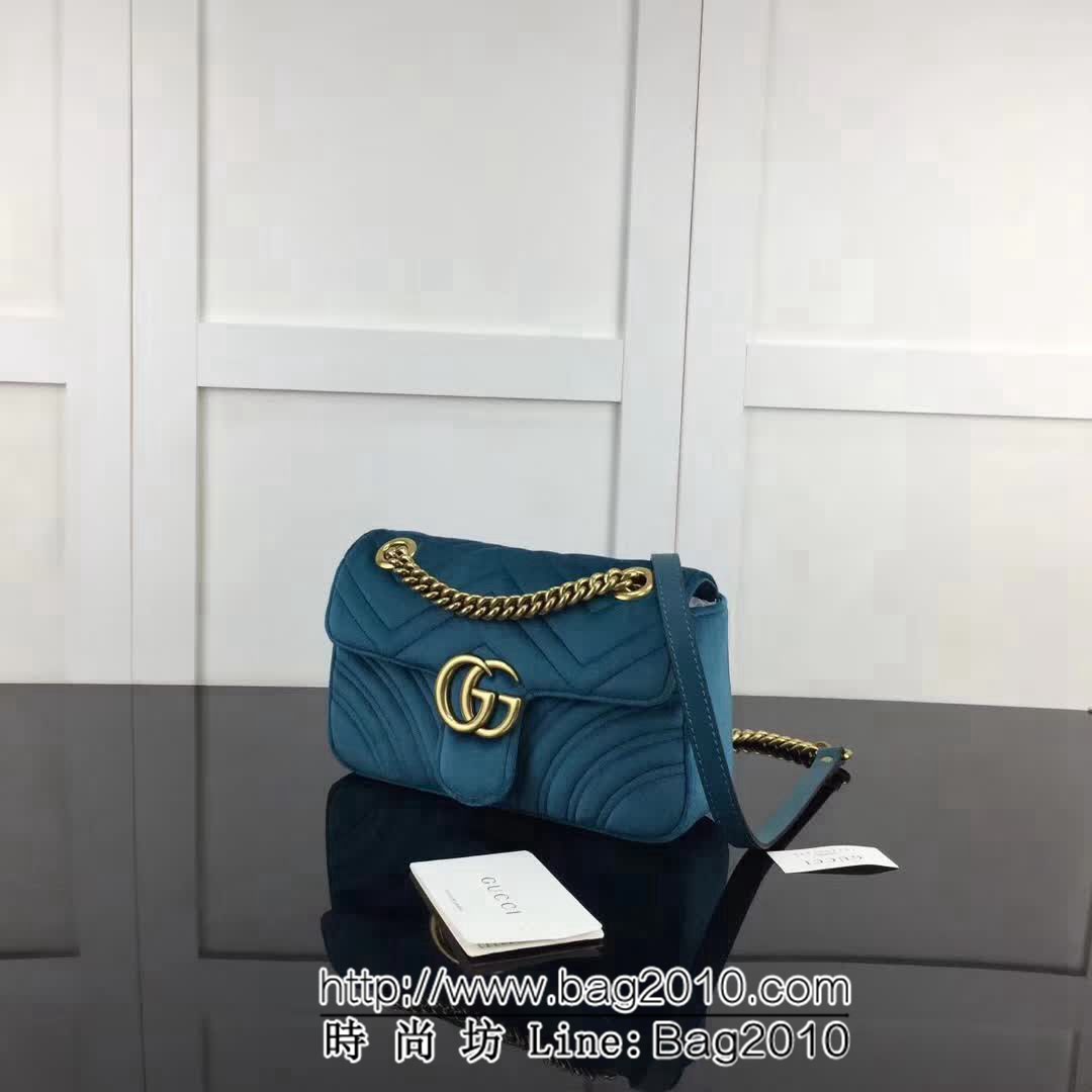 GUCCI古馳原單 新款專櫃品質原單貨實物實拍 446744絨布綠色鏈條單肩斜挎包 HY1230